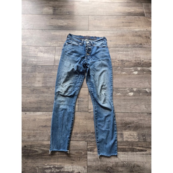 Lucky Brand Denim - Lucky Brand Jeans Women's Bridgette Crop Button Fly Blue Denim Pants Sz 0/25
